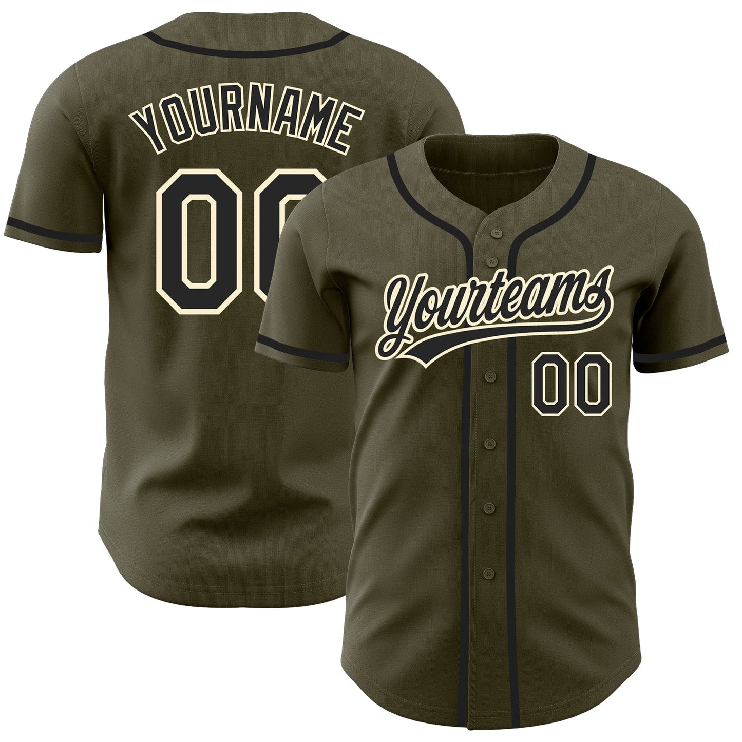 Custom Olive Black-Cream Authentic Salute To Service Baseball Jersey - Sky-Custom