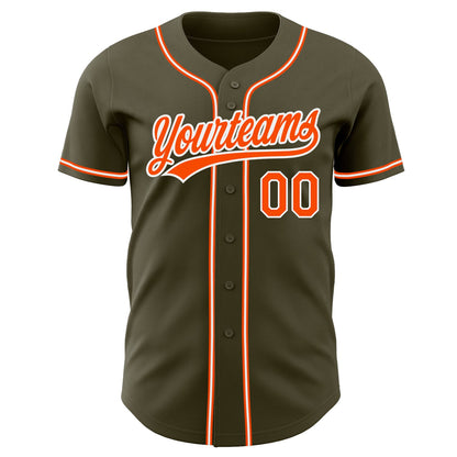 Custom Olive Orange-White Authentic Salute To Service Baseball Jersey - Sky-Custom