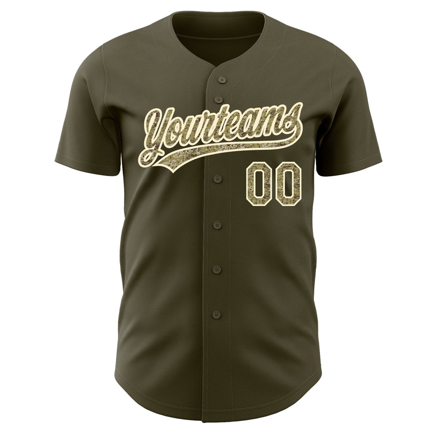 Custom Olive Camo-Cream Authentic Salute To Service Baseball Jersey - Sky-Custom