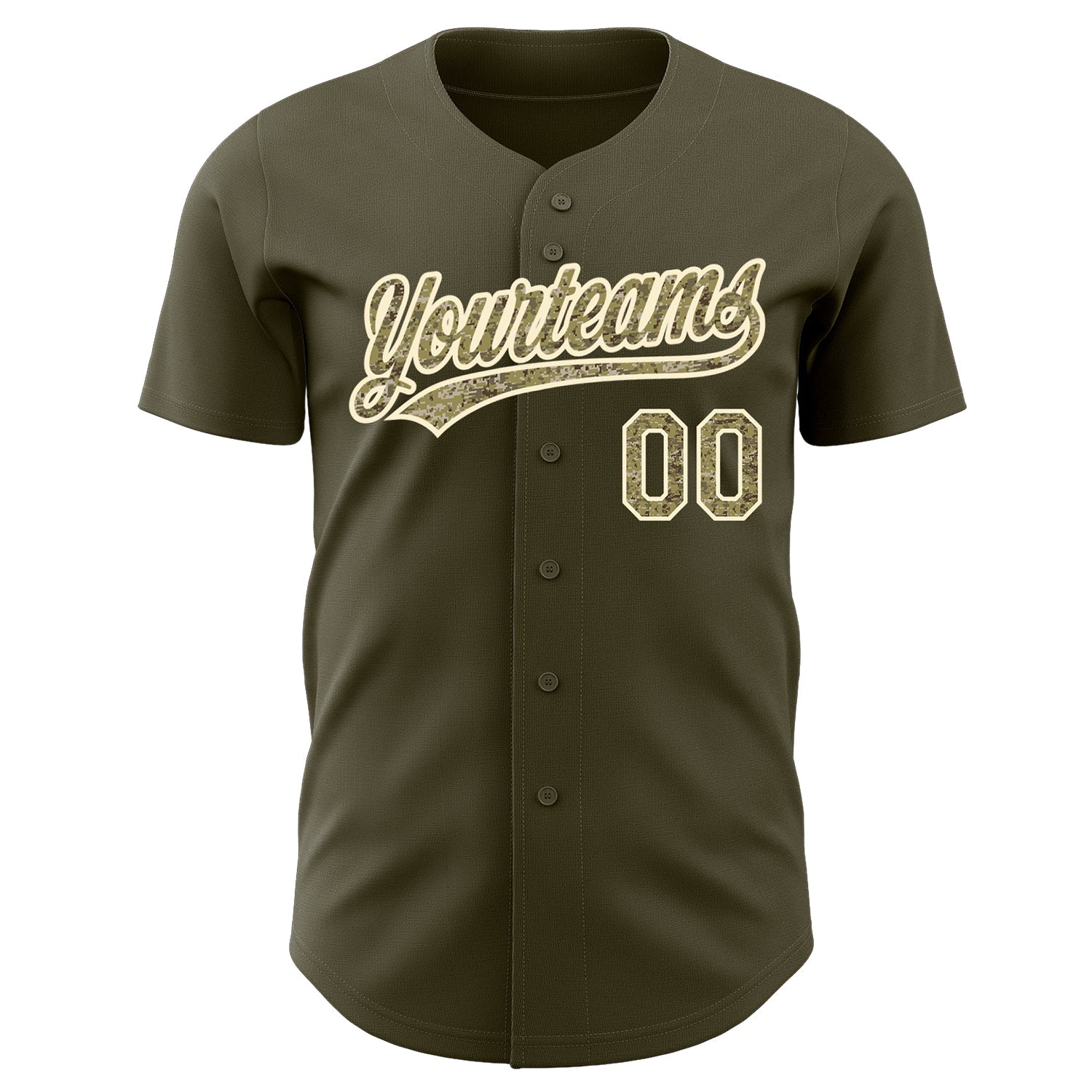 Custom Olive Camo-Cream Authentic Salute To Service Baseball Jersey - Sky-Custom