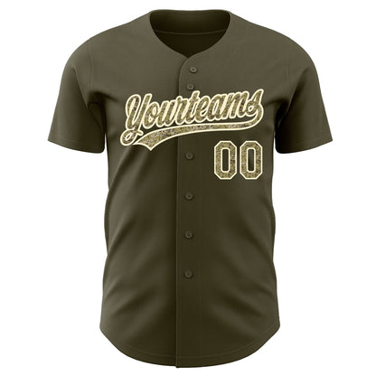 Custom Olive Camo-Cream Authentic Salute To Service Baseball Jersey - Sky-Custom