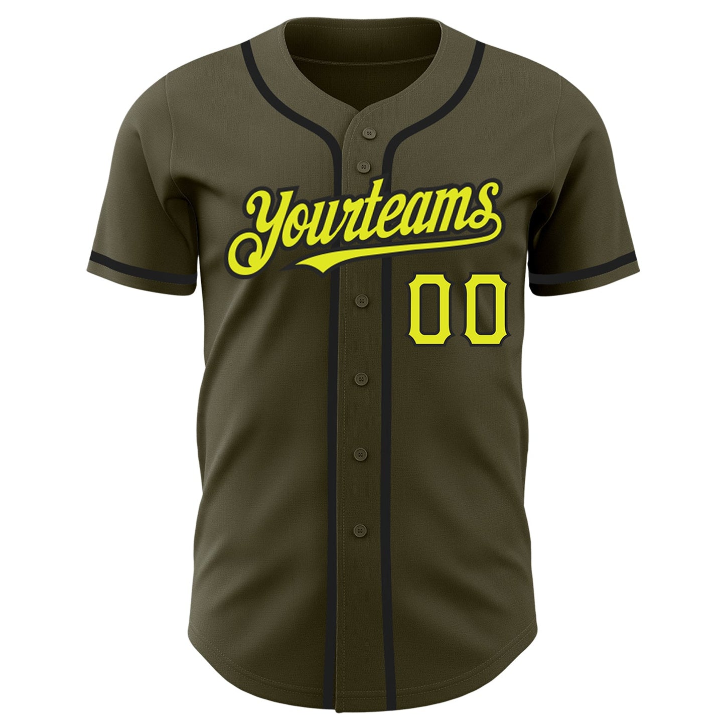 Custom Olive Neon Yellow-Black Authentic Salute To Service Baseball Jersey - Sky-Custom