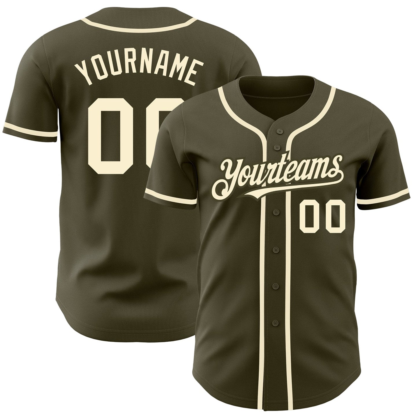 Custom Olive Cream Authentic Salute To Service Baseball Jersey - Sky-Custom