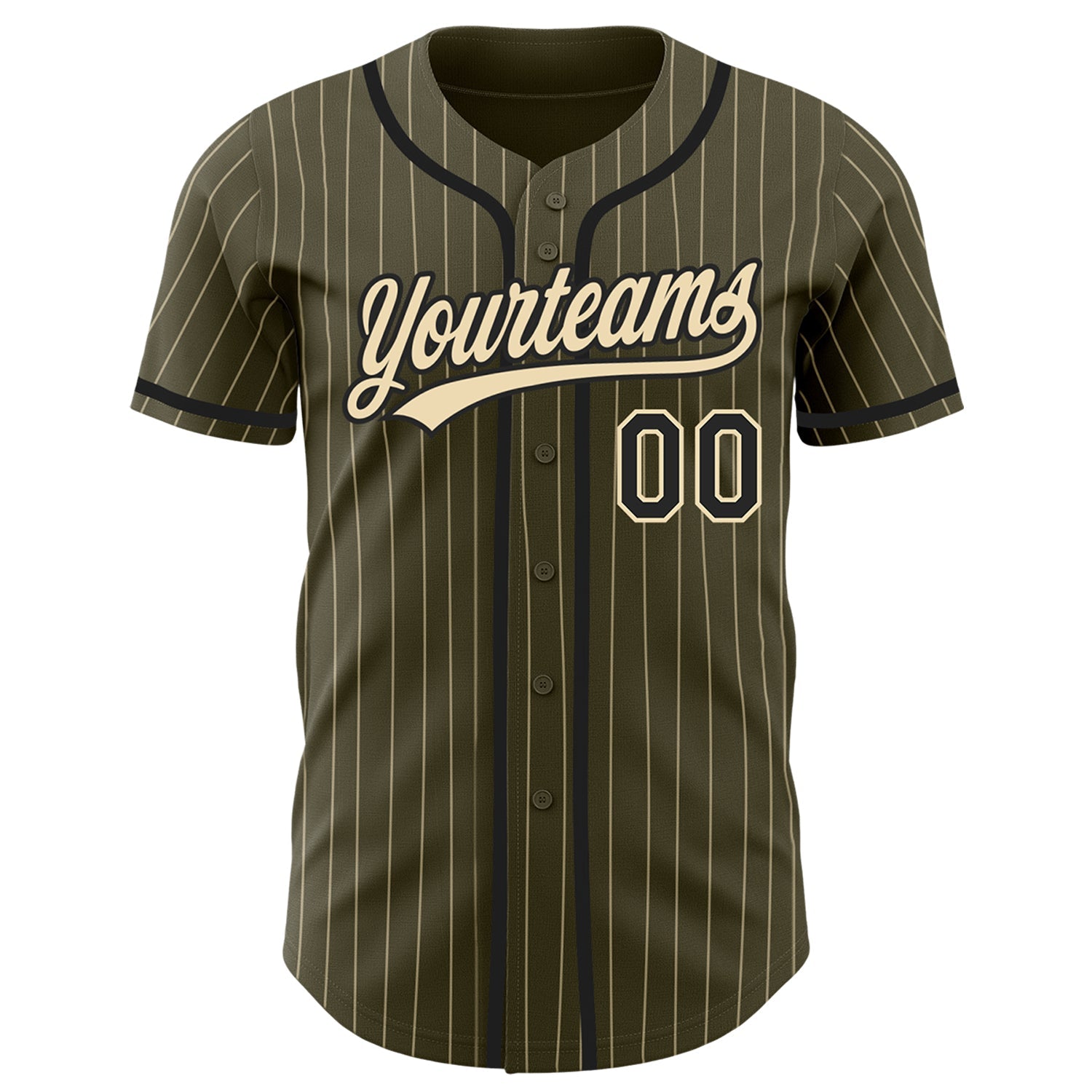 Custom Olive City Cream Pinstripe Black Authentic Salute To Service Baseball Jersey - Sky-Custom