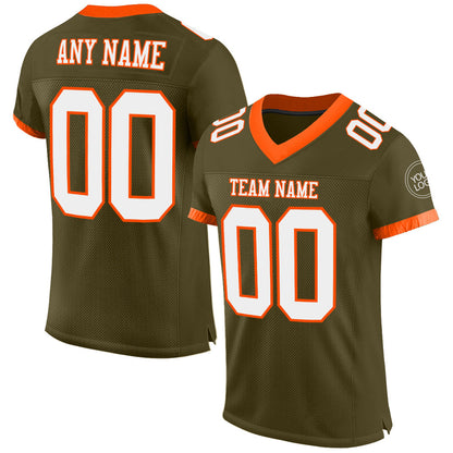 Custom Olive White-Orange Mesh Authentic Salute To Service Football Jersey - Sky-Custom