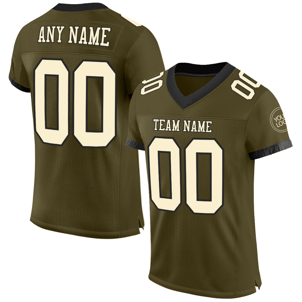 Custom Olive Cream-Black Mesh Authentic Salute To Service Football Jersey - Sky-Custom