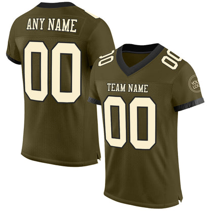 Custom Olive Cream-Black Mesh Authentic Salute To Service Football Jersey - Sky-Custom