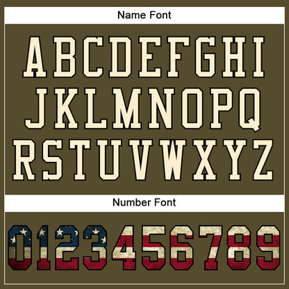 Custom Olive Vintage USA Flag Cream-Black Mesh Authentic Salute To Service Football Jersey - Sky-Custom