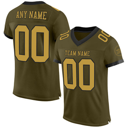 Custom Olive Old Gold-Black Mesh Authentic Salute To Service Football Jersey - Sky-Custom