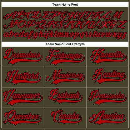 Custom Olive Red-Black Salute To Service Hockey Lace Neck Jersey - Sky-Custom