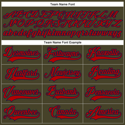 Custom Olive Red-Navy Salute To Service Hockey Lace Neck Jersey - Sky-Custom
