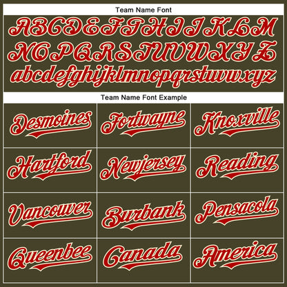 Custom Olive Red-Cream Authentic Salute To Service Baseball Jersey - Sky-Custom