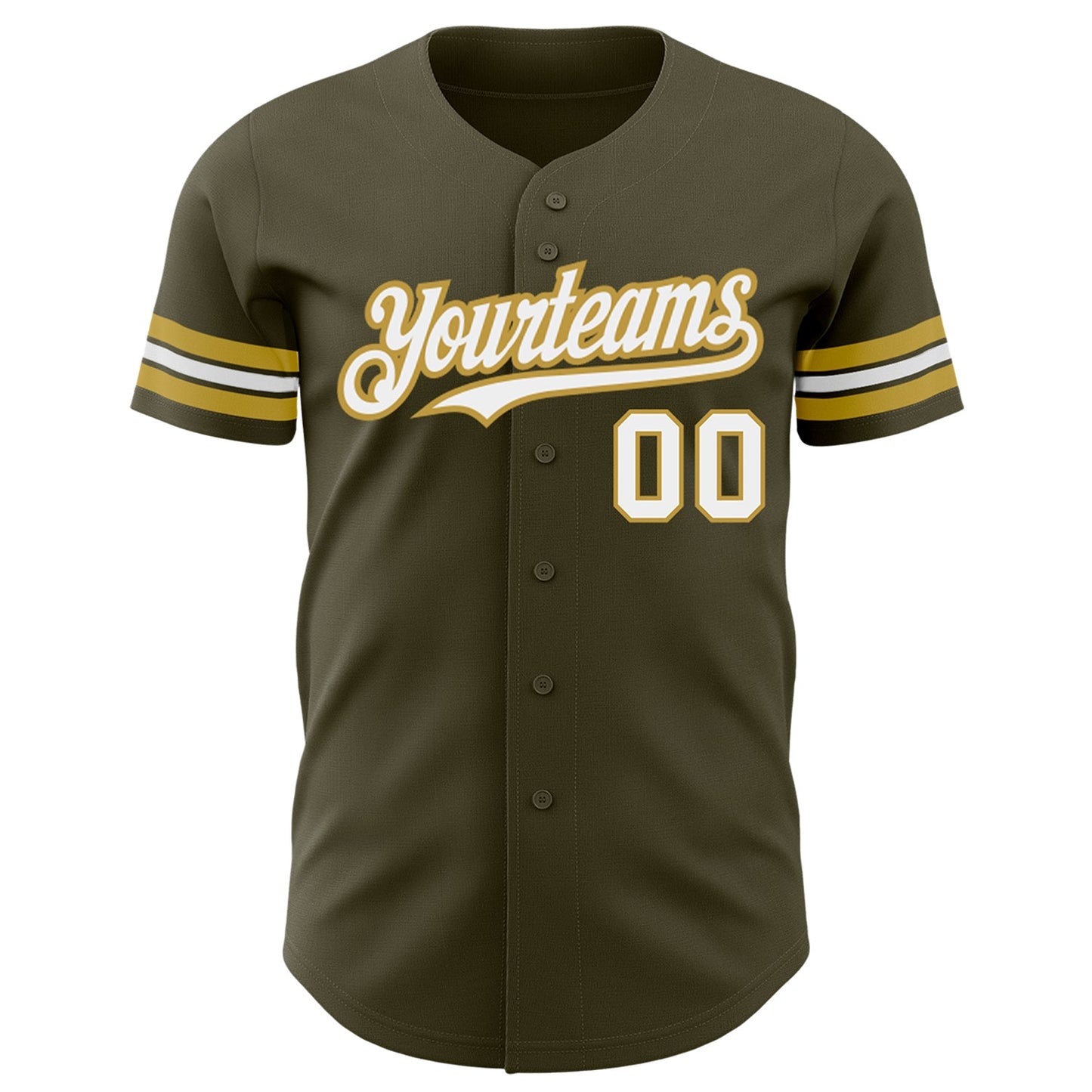 Custom Olive White-Old Gold Authentic Salute To Service Baseball Jersey - Sky-Custom