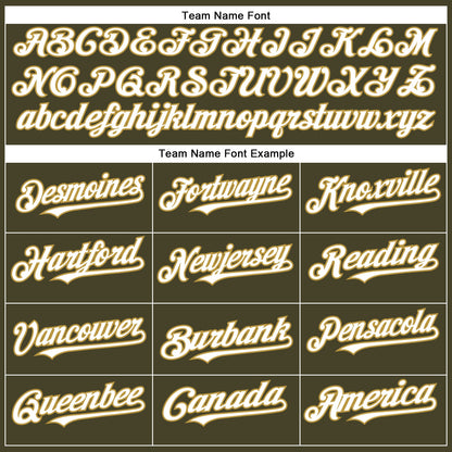 Custom Olive White-Old Gold Authentic Salute To Service Baseball Jersey - Sky-Custom