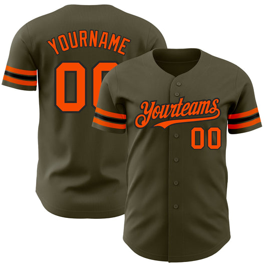 Custom Olive Orange-Black Authentic Salute To Service Baseball Jersey - Sky-Custom