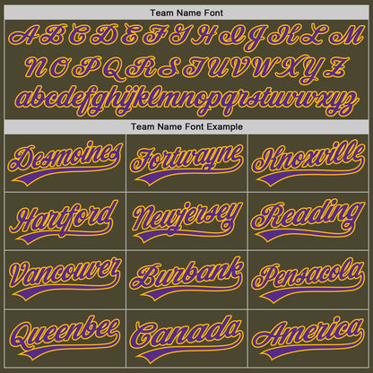 Custom Olive Purple-Gold Authentic Throwback Salute To Service Baseball Jersey - Sky-Custom