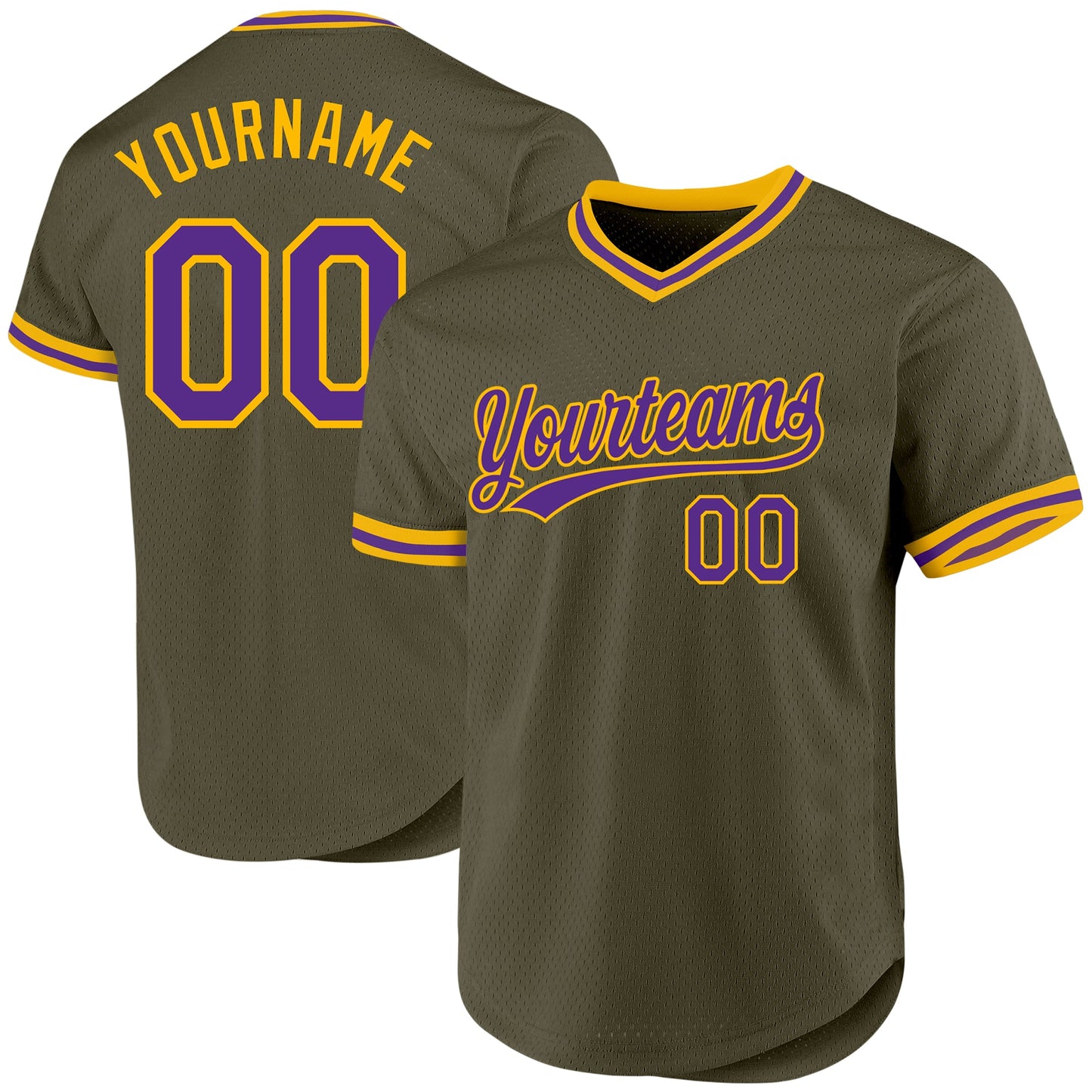 Custom Olive Purple-Gold Authentic Throwback Salute To Service Baseball Jersey - Sky-Custom