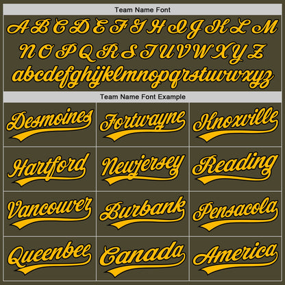 Custom Olive Black-Gold Authentic Throwback Salute To Service Baseball Jersey - Sky-Custom