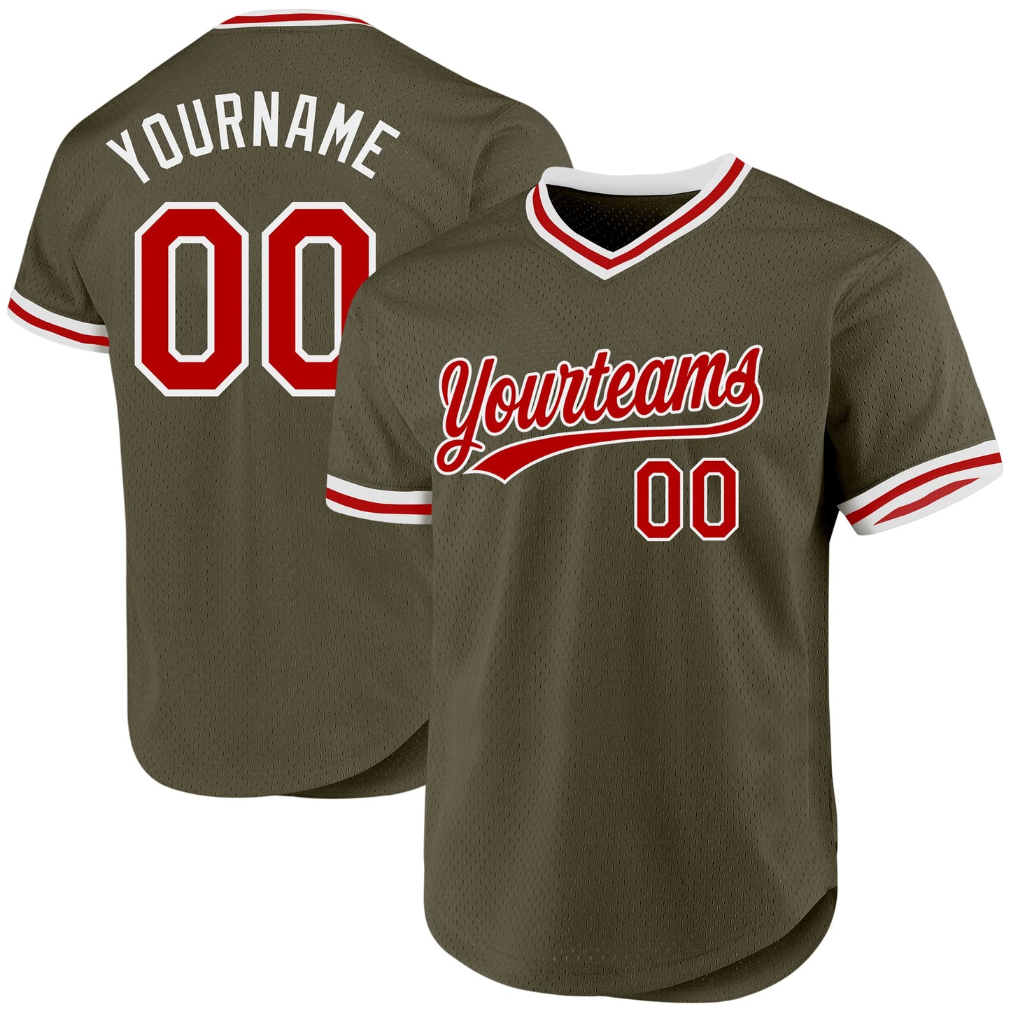 Custom Olive Red-White Authentic Throwback Salute To Service Baseball Jersey - Sky-Custom
