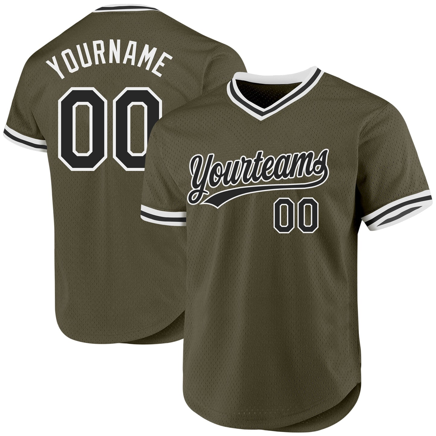 Custom Olive Black-White Authentic Throwback Salute To Service Baseball Jersey - Sky-Custom