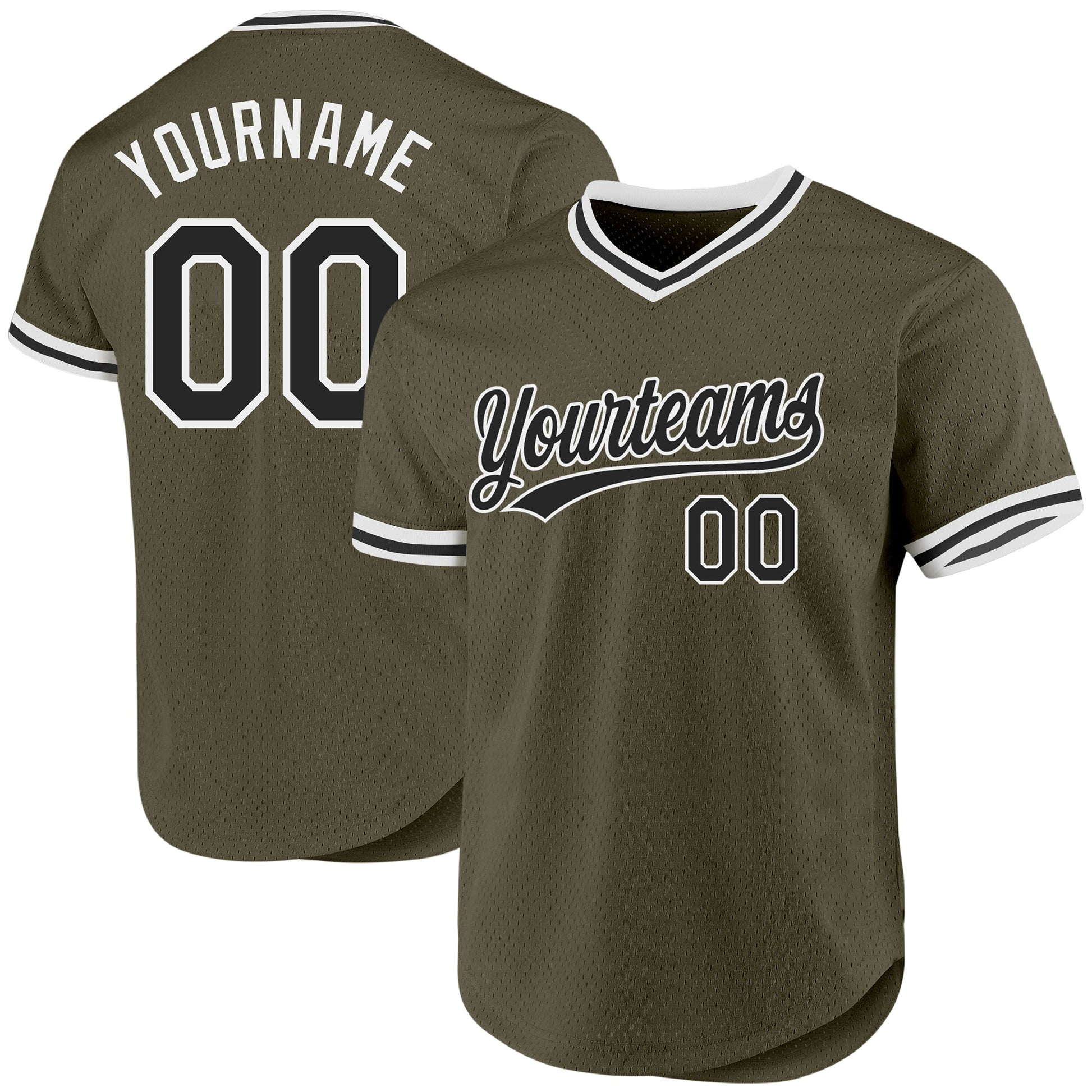 Custom Olive Black-White Authentic Throwback Salute To Service Baseball Jersey - Sky-Custom