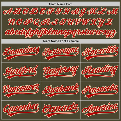 Custom Olive Red-Cream Authentic Throwback Salute To Service Baseball Jersey - Sky-Custom