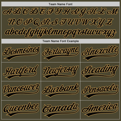 Custom Olive Black-Old Gold Authentic Throwback Salute To Service Baseball Jersey - Sky-Custom