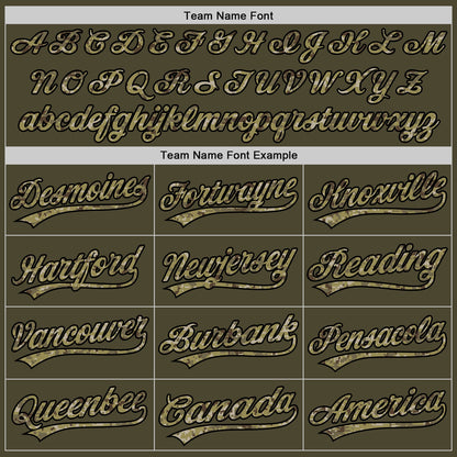 Custom Olive Camo Black-Old Gold Authentic Throwback Salute To Service Baseball Jersey - Sky-Custom