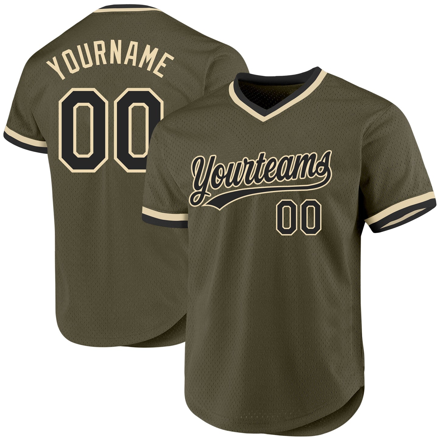 Custom Olive Black-Cream Authentic Throwback Salute To Service Baseball Jersey - Sky-Custom