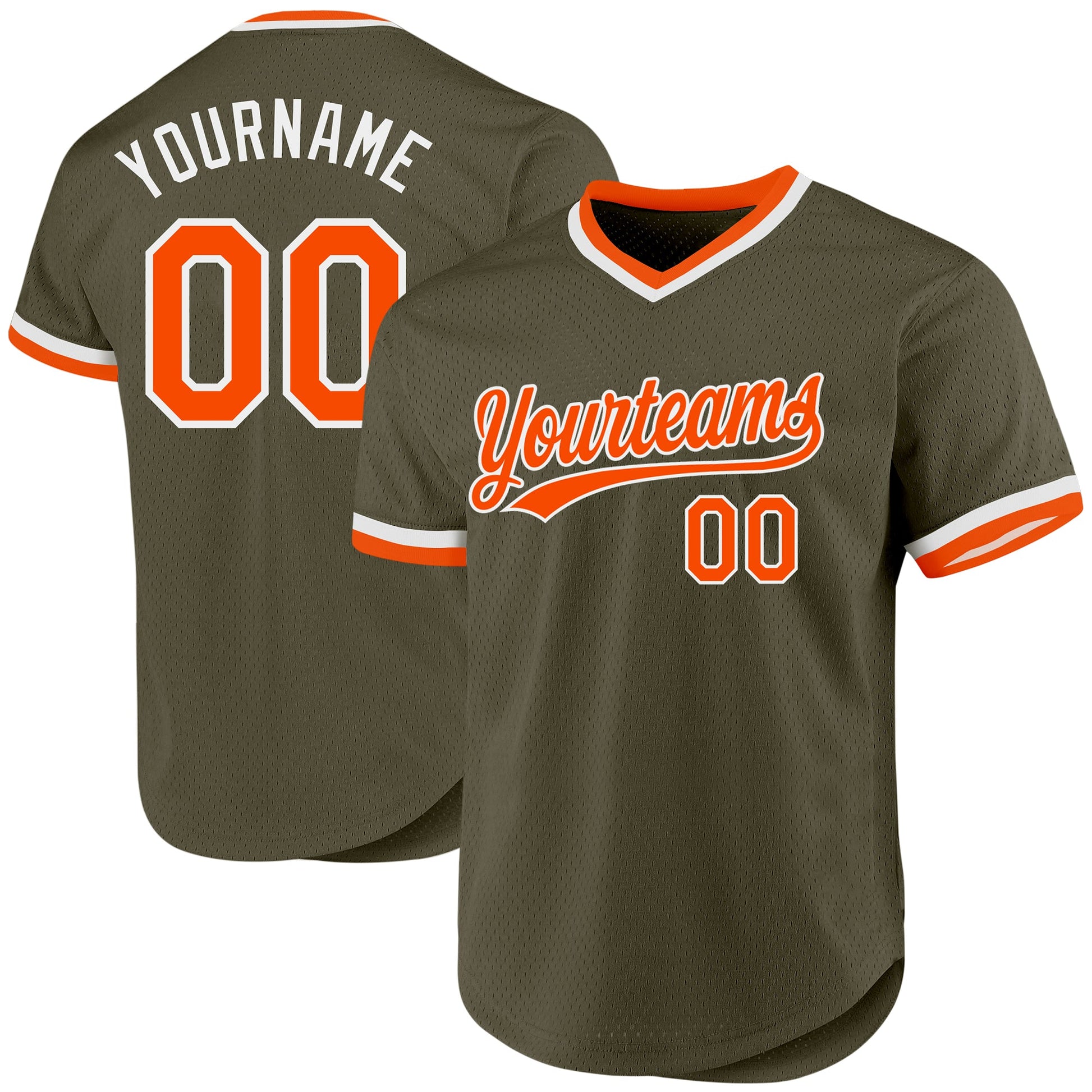 Custom Olive Orange-White Authentic Throwback Salute To Service Baseball Jersey - Sky-Custom