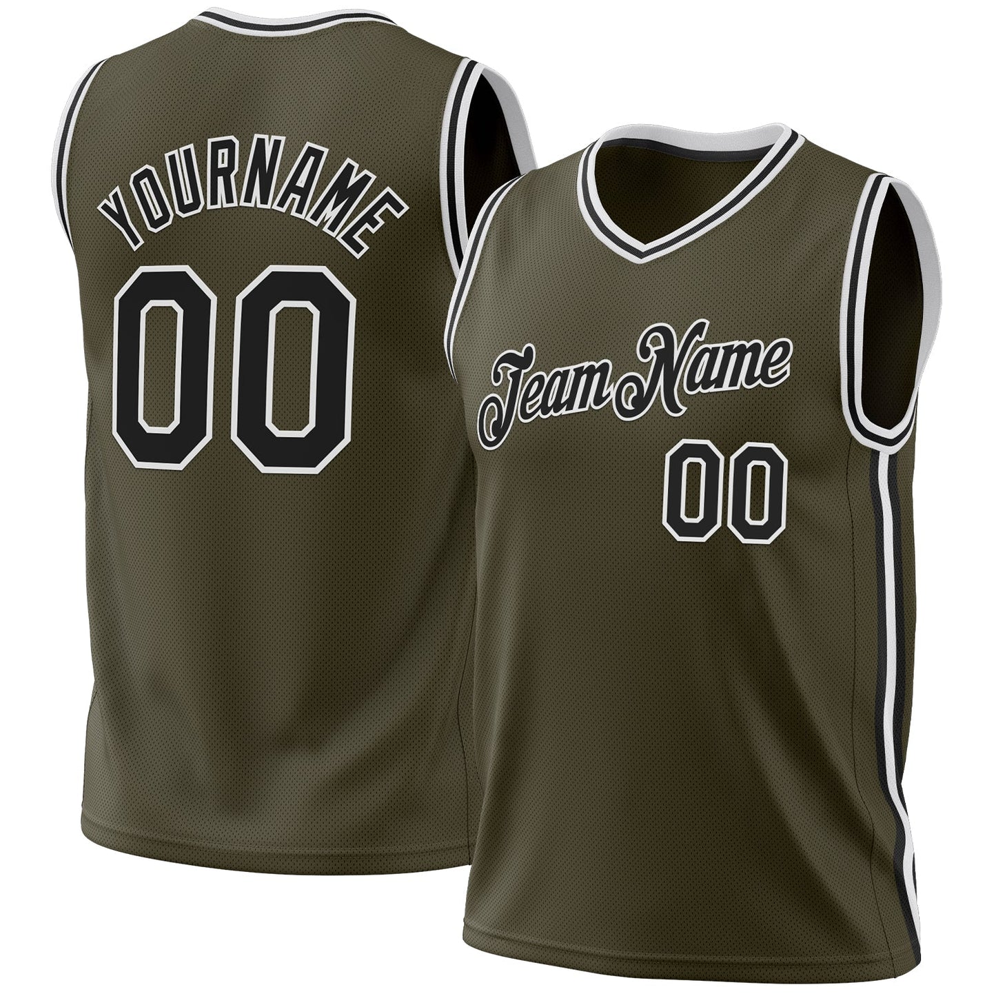 Custom Olive Black-White Authentic Throwback Salute To Service Basketball Jersey - Sky-Custom