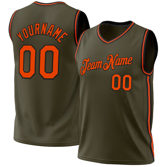 Custom Olive Orange-Black Authentic Throwback Salute To Service Basketball Jersey - Sky-Custom