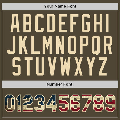 Custom Olive Vintage USA Flag Cream-Red Authentic Throwback Salute To Service Basketball Jersey - Sky-Custom