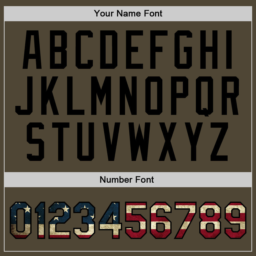 Custom Olive Vintage USA Flag Black-Old Gold Authentic Throwback Salute To Service Basketball Jersey - Sky-Custom