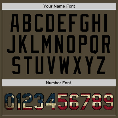 Custom Olive Vintage USA Flag Black-Old Gold Authentic Throwback Salute To Service Basketball Jersey - Sky-Custom