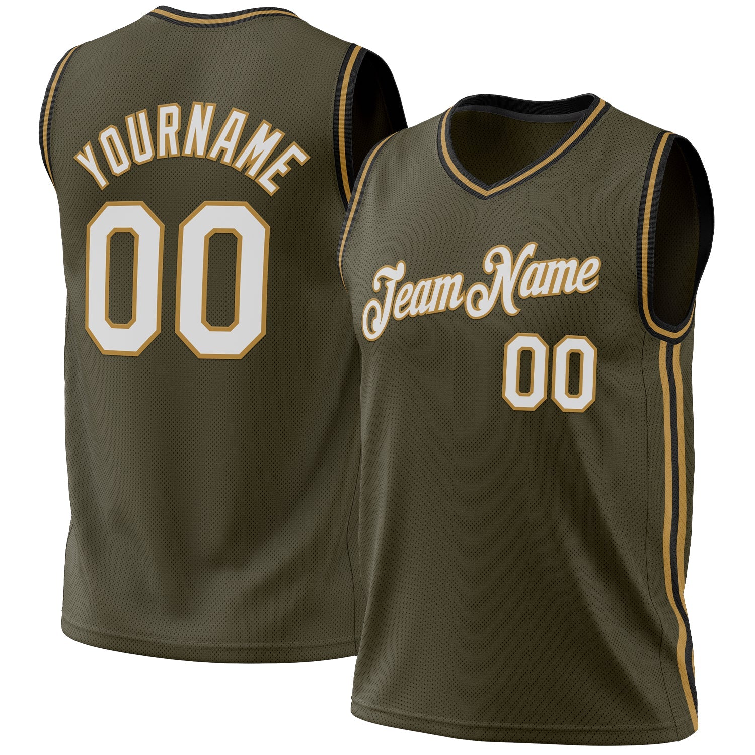 Custom Olive Old Gold-Black Authentic Throwback Salute To Service Basketball Jersey - Sky-Custom