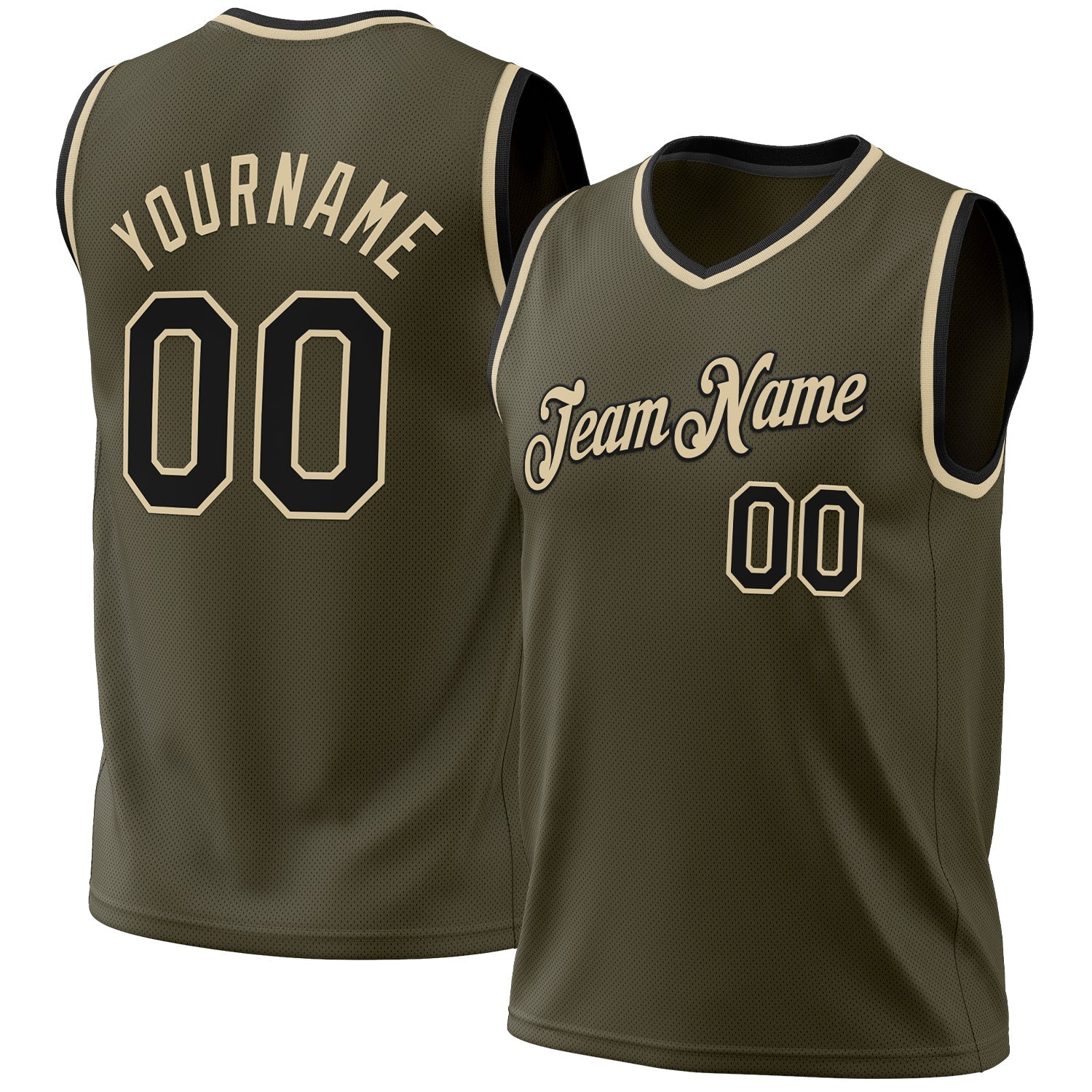 Custom Olive Black-Cream Authentic Throwback Salute To Service Basketball Jersey - Sky-Custom