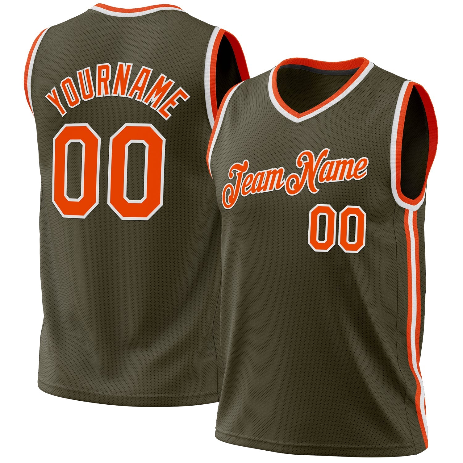 Custom Olive Orange-White Authentic Throwback Salute To Service Basketball Jersey - Sky-Custom