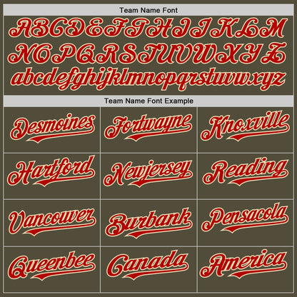 Custom Olive Red-Cream Mesh Authentic Throwback Salute To Service Baseball Jersey - Sky-Custom