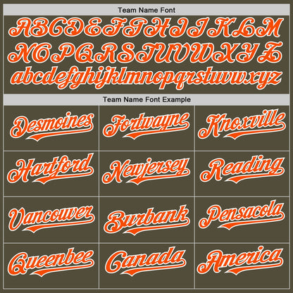 Custom Olive Orange-White Mesh Authentic Throwback Salute To Service Baseball Jersey - Sky-Custom