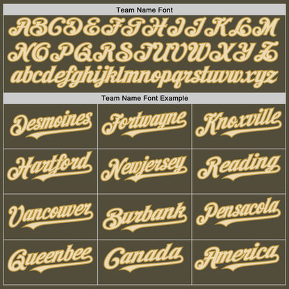 Custom Olive Cream-Old Gold Mesh Authentic Throwback Salute To Service Baseball Jersey - Sky-Custom