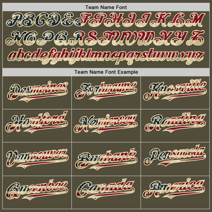 Custom Olive Vintage USA Flag-Cream Mesh Authentic Throwback Salute To Service Baseball Jersey - Sky-Custom