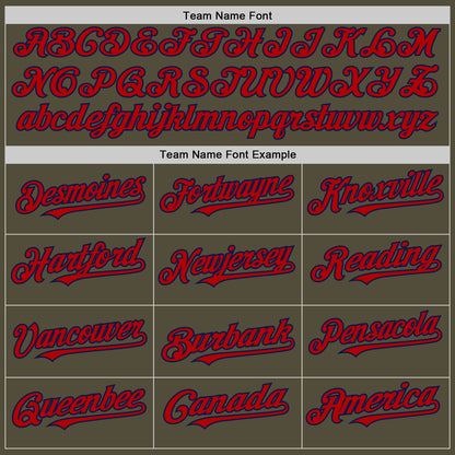 Custom Olive Red-Navy Mesh Authentic Throwback Salute To Service Baseball Jersey - Sky-Custom