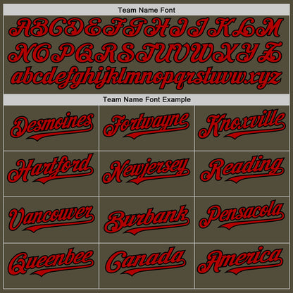 Custom Olive Red-Black Mesh Authentic Throwback Salute To Service Baseball Jersey - Sky-Custom