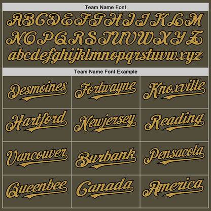 Custom Olive Black-Old Gold Mesh Authentic Throwback Salute To Service Baseball Jersey - Sky-Custom