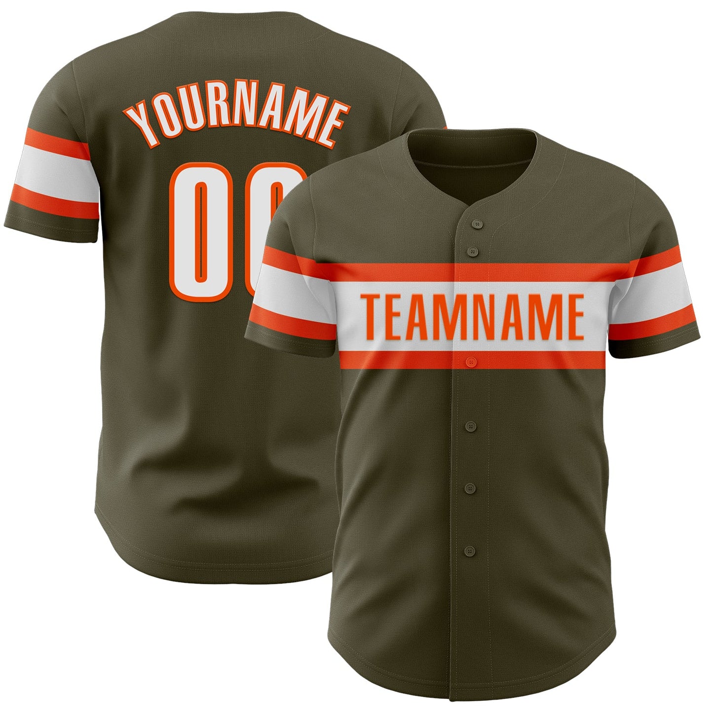 Custom Olive White-Orange Authentic Salute To Service Baseball Jersey - Sky-Custom