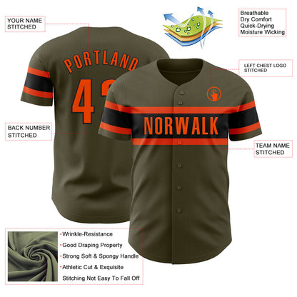 Custom Olive Orange-Black Authentic Salute To Service Baseball Jersey - Sky-Custom