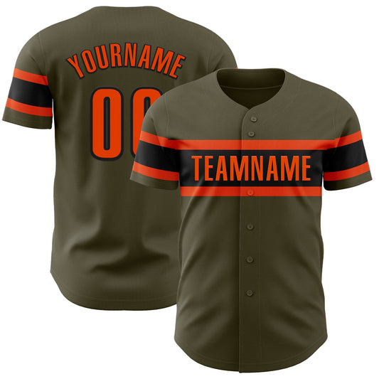 Custom Olive Orange-Black Authentic Salute To Service Baseball Jersey - Sky-Custom