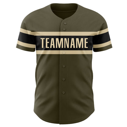 Custom Olive Black-Cream Authentic Salute To Service Baseball Jersey - Sky-Custom