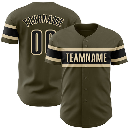 Custom Olive Black-Cream Authentic Salute To Service Baseball Jersey - Sky-Custom